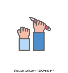 Pen support hand outline colored icon. Elements of Business illustration line colored icon. Signs and symbols can be used for web, logo, mobile app, UI, UX
