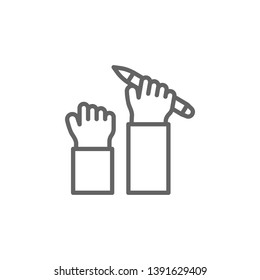 Pen support hand  outline icon. Elements of Business illustration line icon. Signs and symbols can be used for web, logo, mobile app, UI, UX