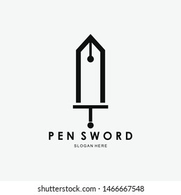 Pen Sword Logo For Business.- Vector