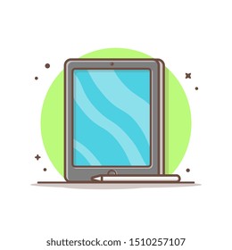 Pen Tablet With Blank Screen Vector Icon Illustration. Tablet Icon Concept White Isolated. Flat Cartoon Style Suitable for Web Landing Page, Banner, Sticker, Background