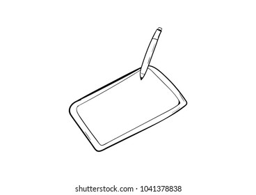 pen tablet doodle vector icon