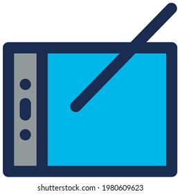 Comprimido de pluma, tableta de dibujo en el icono de esquema relleno de color