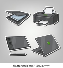 Pen tablet. Electronic office design device. Vector illustration
