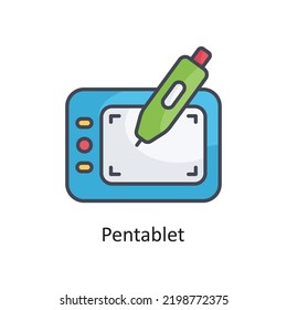 Pen tablet Filled Outline Vector Icon Design illustration on White background. EPS 10 File