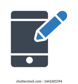 pen tablet glyph color vector icon