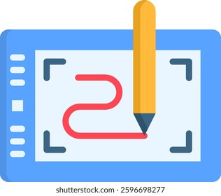 Pen Tablet Icon Flat Vector Illustration