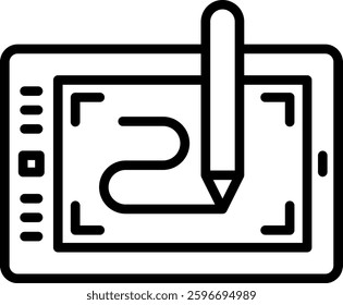 Pen Tablet Icon Line Vector Illustration