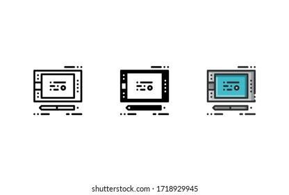 Pen tablet icon. With outline, glyph, and filled outline style