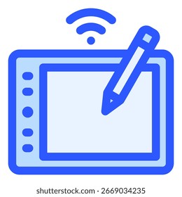 Símbolo del icono de la tableta de la pluma. Ilustración vectorial.
