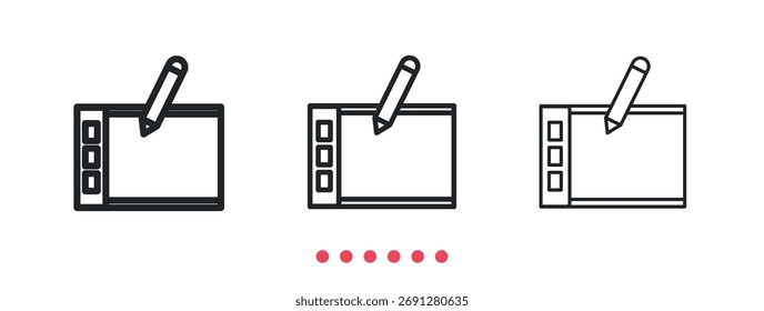 Icono de la tableta de la pluma. Vector de icono de línea delgada