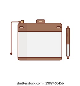 Pen tablet illustration filled version. Drawing pen tablet icon