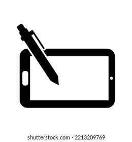 Pen tablet ipad device icon | Black Vector illustration |