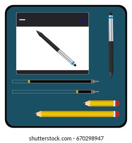 Pen Tablet, Penci,l Ink Refill vector design