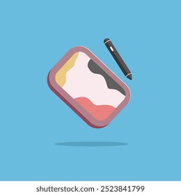 Stifttablette mit Stylus-Vektorsymbol. Intelligenter Zeichenvektor für den Stift auf dem Tablet-Bildschirm. Flacher Cartoon-Stil Geeignet für Web-Landing-Page, Banner, Flyer, Aufkleber, Wallpaper, Hintergrund
