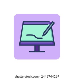 Icono de línea fina de Tablet PC. Dibujo, pantalla, signo de contorno de herramienta de diseñador. Concepto de dispositivos digitales y aparatos electrónicos. Ilustración vectorial para Diseños web y App