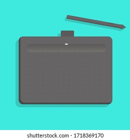 Pen tablet, vector illustration. Electronic office design device. drawing pad.