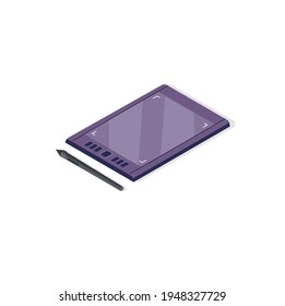 Pen tablet, vector illustration. Electronic office design device.