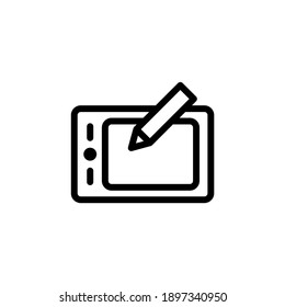 pen tablet vector line icon