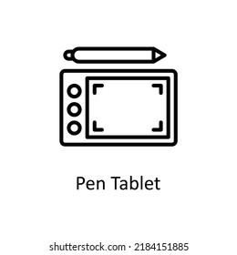 Pen Tablet vector Outline Icon Design illustration on White background. EPS 10 File 