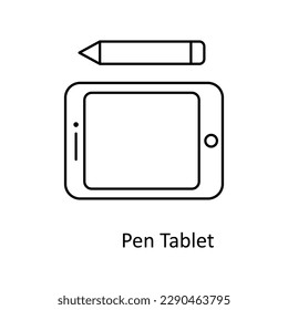 Vector de Tablet Pen    iconos de esquema. Material gráfico simple