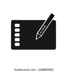 Pen tablet vector silhouette icon. isolated vector illustration of pen tablet