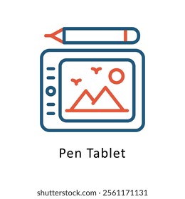 Pen Tablet Vector Two Color Icon. Eps file 10