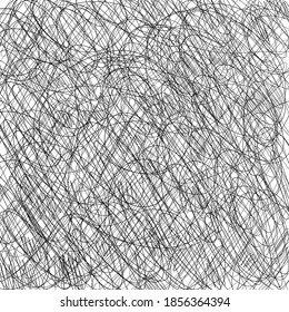 Pen tangled line pattern sketch. Hatched drawing picture. Hand drawn vector. Abstract background.