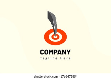 pen target illustration template education logo for school, e-learning, class online, class, club study, study, library, learning.