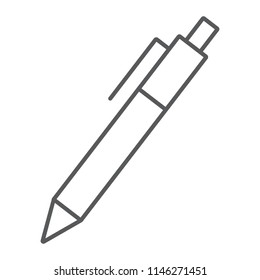 Pen thin line icon, office and work, edit sign, vector graphics, a linear pattern on a white background, eps 10.