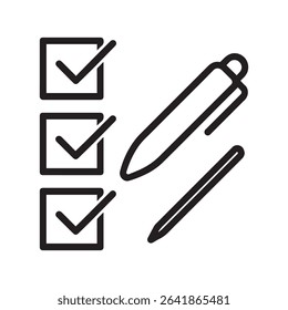 Pen and Tick Mark Icon Approval or Done Symbol