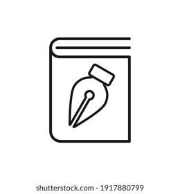 Pen tip on the cover of the book. Vector graphics. Flat design icon