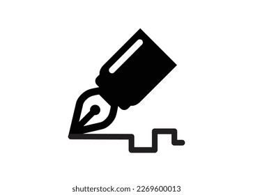Pen tip. Simple illustration in black and white.