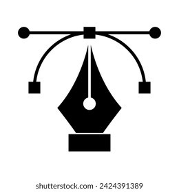 Pen tool Bezier curve silhouette icon. Vector.