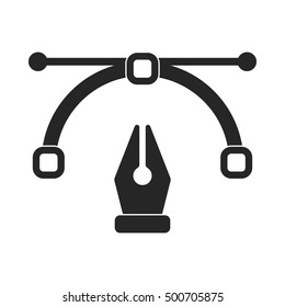 Pen tool in  black style isolated on white background. Typography symbol stock vector illustration.