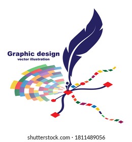 Cursor de la herramienta Pluma. Diseño gráfico de logotipo de color creativo. Banner de recursos Web. Puntos de lápiz y control, conjunto de selector de color. Diseño plano de ilustración vectorial de página de aterrizaje. Aislado sobre fondo blanco.