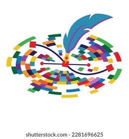 Pen tool cursor. Creative color logo graphic design. Web resources banner. Pen and control points, color picker set. Landing page vector illustration flat design. Isolated on white background.