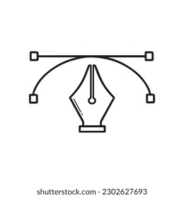 Pen tool cursor doodle icon. Graphic design software In sketch style. Hand drawn vector illustration isolated on white background