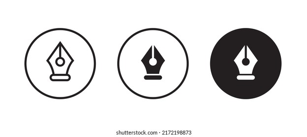 Pen tool cursor. Fountain pen nib glyph vector, sign, symbol, logo, illustration, editable stroke, flat design style isolated on white linear