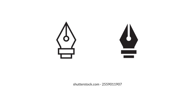 Pen tool cursor. Fountain pen nib glyph vector, sign, symbol, logo, illustration, editable stroke, flat design style isolated on white linear