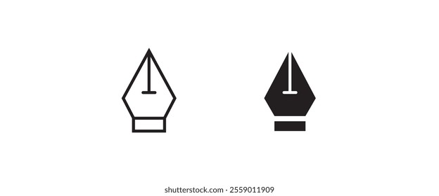 Pen tool cursor. Fountain pen nib glyph vector, sign, symbol, logo, illustration, editable stroke, flat design style isolated on white linear