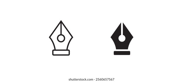 Pen tool cursor. Fountain pen nib glyph vector, sign, symbol, logo, illustration, editable stroke, flat design style isolated on white linear