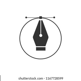Pen tool cursor. Vector computer graphics. Logo for designer or illustrator. Design icon. The curve control points.