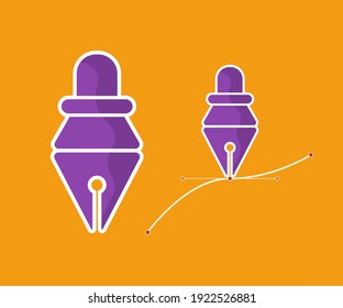 Pen tool cursor. Vector computer graphics. Logo for designer or illustrator. Design icon. The curve control points. EPS10