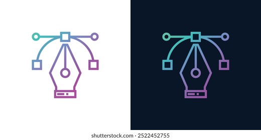 Pen tool cursor. Vector computer graphics. Logo for designer or illustrator. Design icon. The curve control points. Pen write tool sign icon