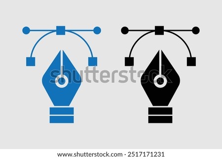 Pen tool cursor. Vector computer graphics. Logo for designer or illustrator. Design icon. The curve control points. Fountain pen nib glyph icon. pen write tool sign icon.