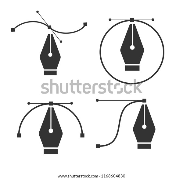 ペンツールカーソル ベクター画像コンピューターグラフィックス デザイナーまたはイラストレーターのロゴ デザインアイコン カーブの制御点 のベクター画像素材 ロイヤリティフリー