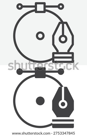 Pen tool cursor vector design icon different style icon set. Line outline and solid icon version. Editable stroke vector sign symbol for path drawing tool.