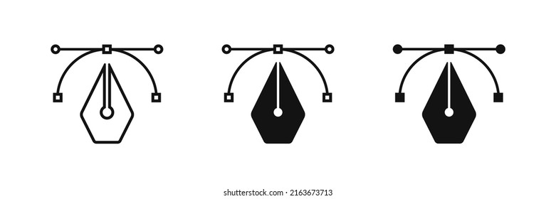 Pen tool cursor vector icon set. Сurvature tool symbol for website and apps