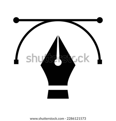 Pen tool cusor icon for graphic designer, logo designer, Curve controller, Path create tool icon in black and white color