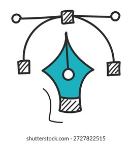 Zeichenstift-Tool, Doodle-Symbol, Vektor einzeln. Handgezeichnete Illustration eines Grafikdesignwerkzeugs. Kreative Beschäftigung. Design-Element.